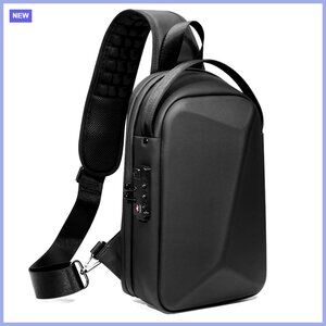 Anti-Theft Crossbody Sling Backpack Hard Shell with USB, Waterproof